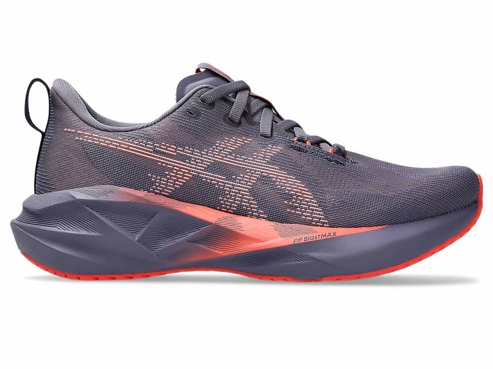 NEW ASICS women’s novablast 5 running shoes in greyish purple coral reef